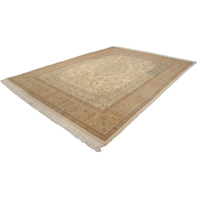 Antique White Vintage Tabriz Rug - 10'5" X 13'3" For Sale - Image 8 of 13