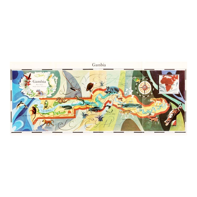 1960s Original West African Map, Map of Gambia (Recto/Verso) For Sale