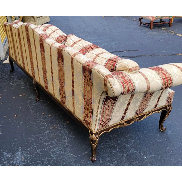 Late 20th Century Late 20th-C. French Louis XVI Style Sofa by Ej Victor in Stripe Damask For Sale - Image 5 of 9