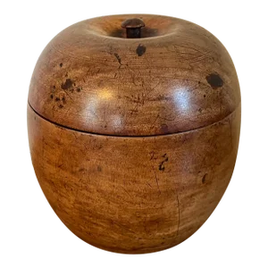 Antique 18th Century English George III Fruitwood Apple Form Treen Tea Caddy Circa 1800