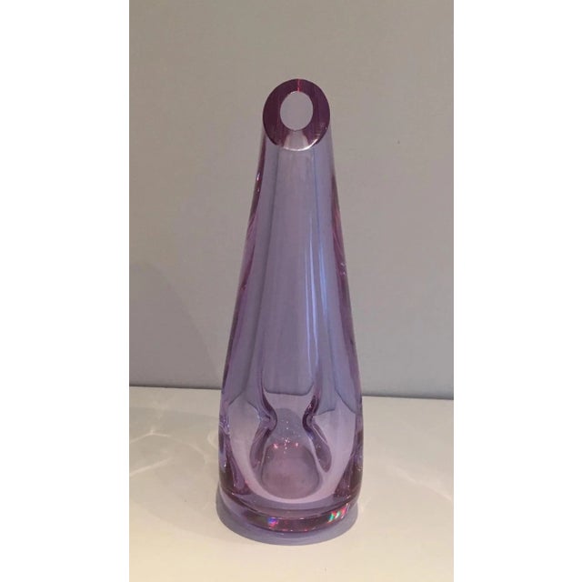 1970s Circa 1970 French Glass Purplish-Colored Pear-Shaped Vase For Sale - Image 5 of 13