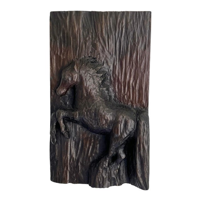 Vintage Cast Bronze Horse Wall Plaque, Signed For Sale