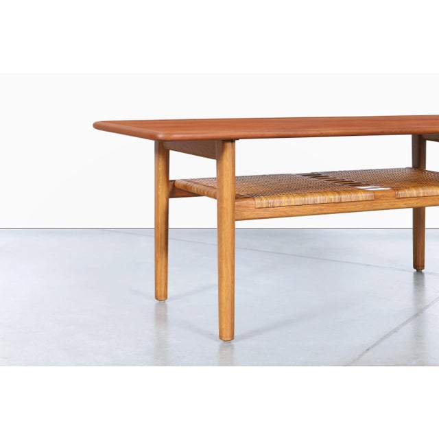 1950s Mid-Century Modern Teak and Cane Coffee Table by Hans J. Wegner for Andreas Tuck For Sale - Image 5 of 12
