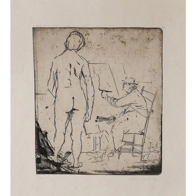 The Painter and the Model - Original Etching by Giacomo Manzù - 1930s 1930s For Sale