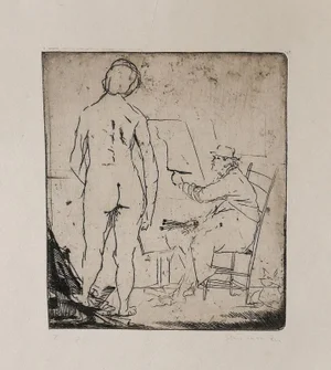 The Painter and the Model - Original Etching by Giacomo Manzù - 1930s 1930s
