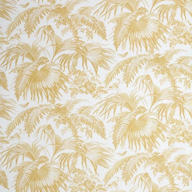 Sample- Schumacher Toile Tropique Fabric in Gold For Sale