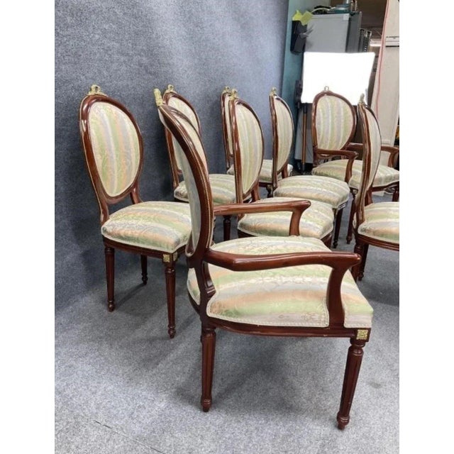 Vintage Louis XVI Style Oval Back Dining Chairs - Set of 8 For Sale - Image 4 of 8