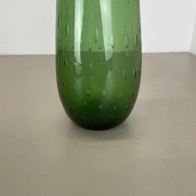 Large Green Murano Glass Bullicante Bubble Vase, Italy, 1970s For Sale - Image 9 of 18