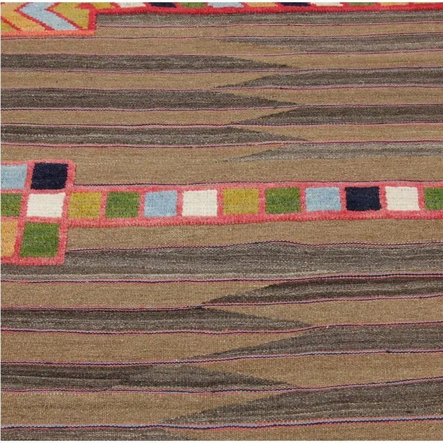1990s Handwoven Scandinavian Style Persian Kilim Area Rug - 3'11" × 9'10″ For Sale - Image 5 of 8