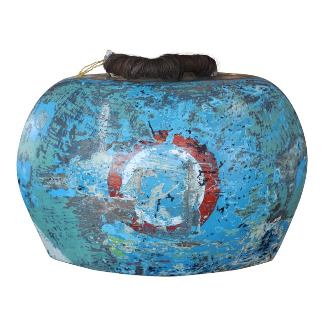 Asian Wooden Painted Bell For Sale