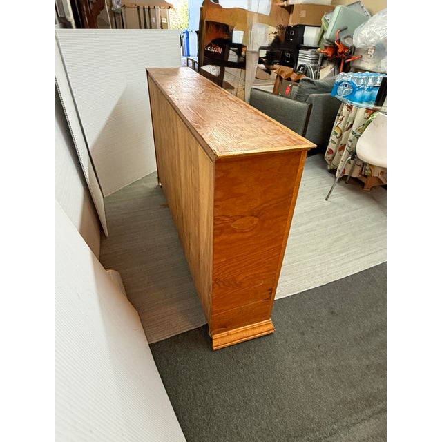 Double-Wide Golden Oak Wood Bookcase For Sale In San Francisco - Image 6 of 12