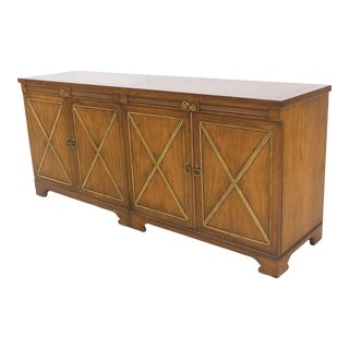 Baker Double Doors Compartments Long Credenza Sideboard Buffet Cabinet For Sale