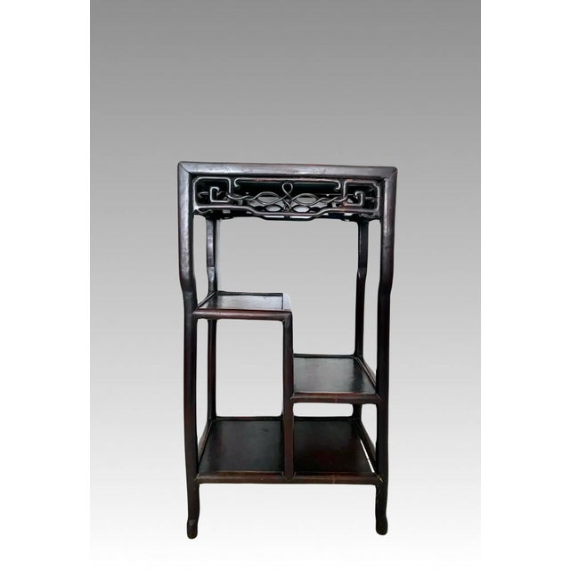 Chinoiserie Antique Chinese Step Style Rosewood Tiered Side Table, Plant Stand (Hongmu / Blackwood) For Sale - Image 3 of 9