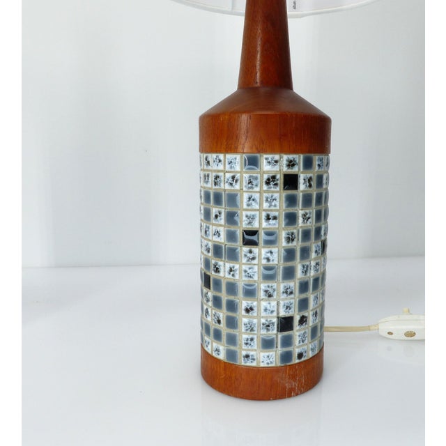 Scandinavian Teak and Mosaic Table Lamps, Denmark, 1960, Set of 2 For Sale - Image 4 of 10