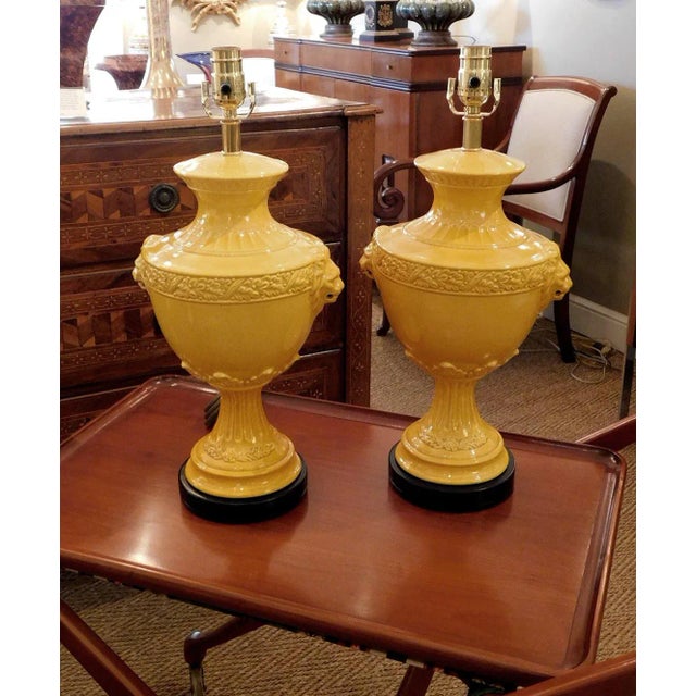 Mid-Century Modern Classically Inspired Italian 1960's Urn-Form Lamps With Lion Mask Motifs For Sale - Image 3 of 9