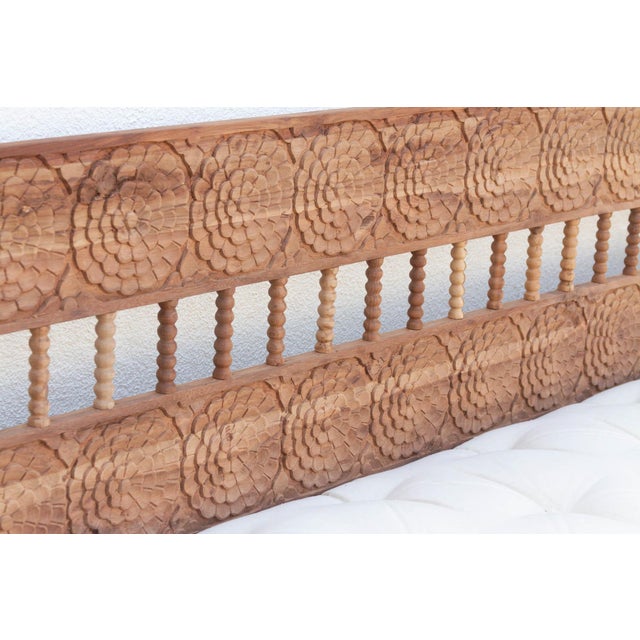 1990s Natural Lotus Floral Reclaimed Wood Daybed For Sale - Image 5 of 10