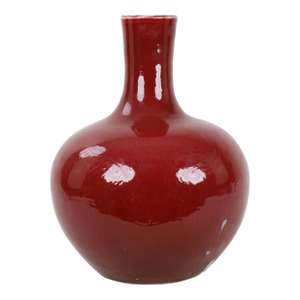 A 20th-Century Chinese Red-Glazed Dragon-Patterned Lestial Globe Vase (Restored)