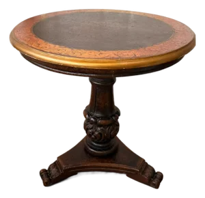 Late 20th Century Italianate Renaissance Revival Craquelure & Gilt Round Pedestal Center Table