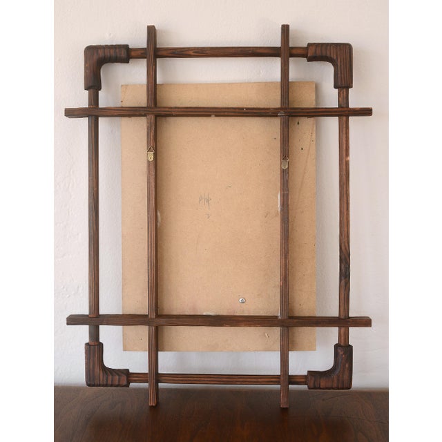 Brown Mid Century Red Cedar and Wood Chip Vase With Flowers Wall Art For Sale - Image 8 of 8