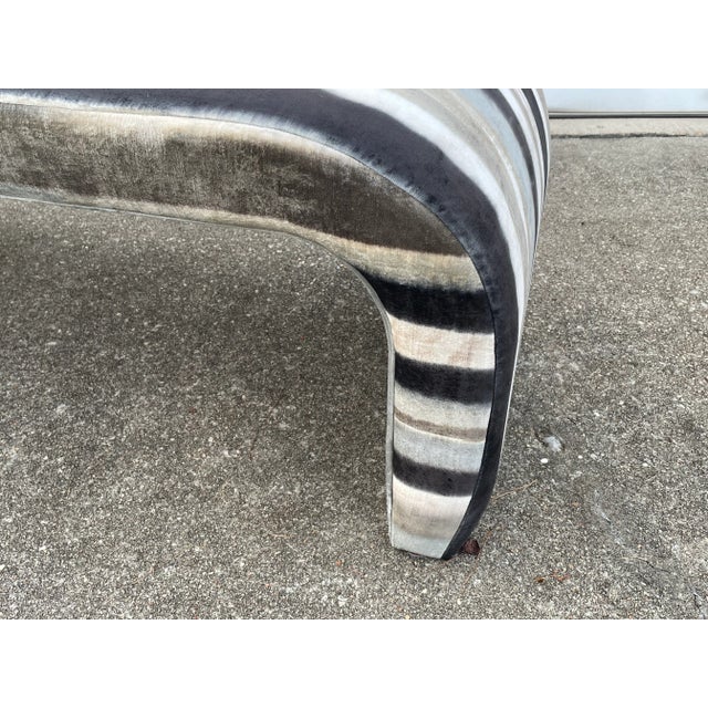 1980s Vintage Reupholstered Waterfall Bench Seat For Sale - Image 4 of 7