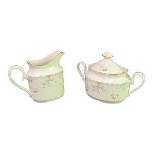 Vintage Mikasa Petite Roselle Fine Bone China Sugar Bowl & Creamer Set