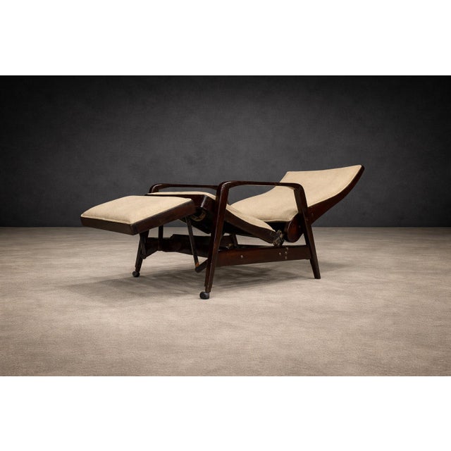 Reclining Sun Chaise Lounge in Hardwood and Ultrasuede by Walter Gerdau, Brazil, 1940s - Lot 82A For Sale - Image 10 of 15