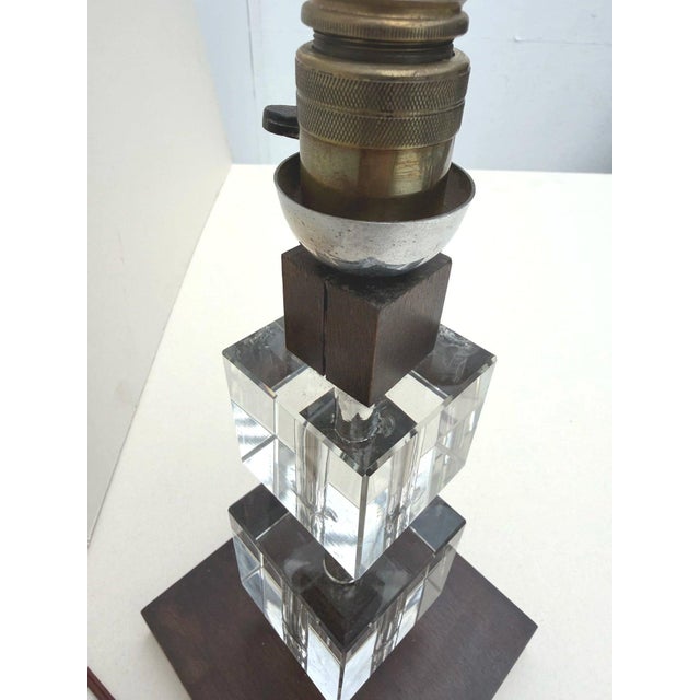 Vintage Art Deco Lamp Base in Wood and Glass, France, 1930 For Sale - Image 6 of 7