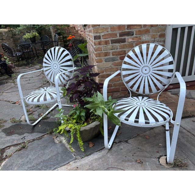 Francois Carre Mid 20th Century Francois Carre Porch Rockers in White - A Pair, Attributed For Sale - Image 4 of 6