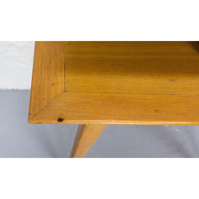 French Nightstand in Elm & Beveled Glass with Compas Feet, 1950s For Sale - Image 11 of 13