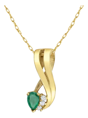 Emerald & Diamond Vintage Style Necklace14k Yellow Gold