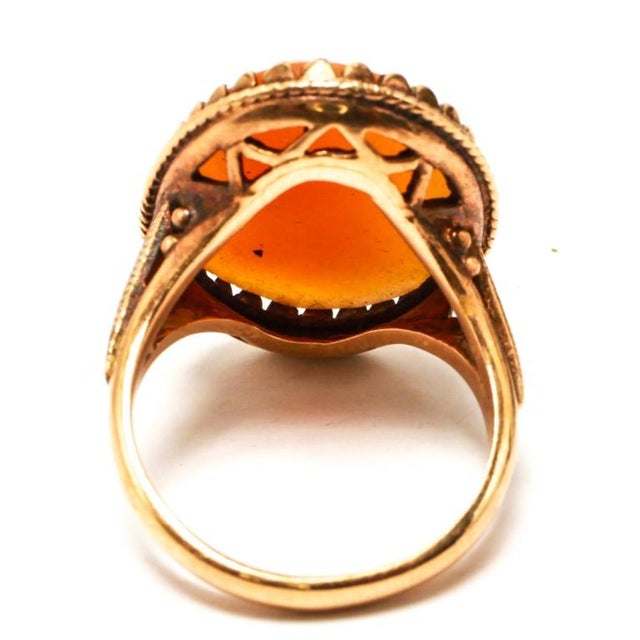 Vintage 10k Yellow Gold & Carved Shell Cameo Ring For Sale - Image 10 of 11