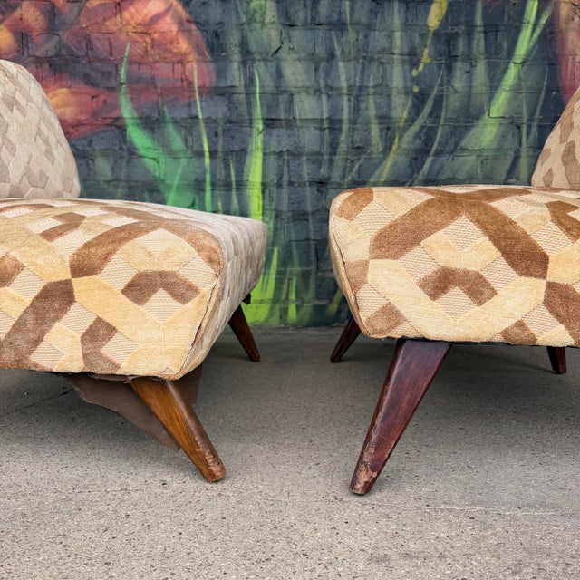 Pair of Gilbert Rhode Style Slipper Chairs Mid Century Modern For Sale - Image 11 of 12