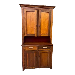 Early 19th Century Antique Primitive American Solid Cherry Wood Hutch