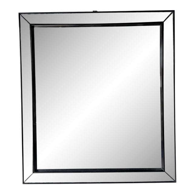 1960s Hollywood Regency Black Framed Distressed Wall Mirror/ Sold For Sale