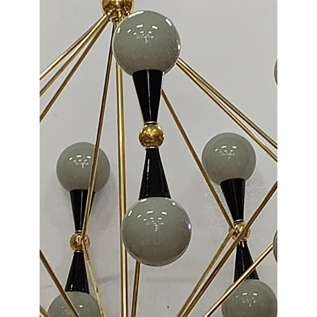 2000 - 2009 Murano Glass and Brass Grey and Black Chandelier, 2000 For Sale - Image 5 of 9