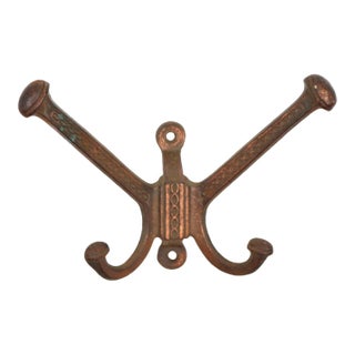 Vintage Copper Plated Cast Iron Chain Link Wall Hook For Sale