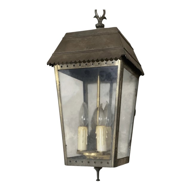 Vintage Carriage Courtyard Hanging Lantern Light Pendant Brass For Sale