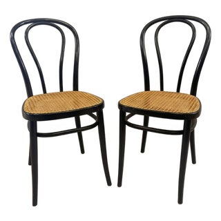 Bentwood Chairs with Vienna Straw Seat by Thonet for Herbatschek, Poland, 1960s, Set of 2 For Sale