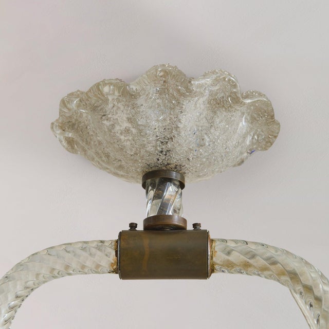 1940s Italian Murano Glass Leaf Basket Pendant Attributed to Barovier & Toso For Sale - Image 11 of 11