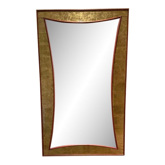 Dramatic Mid-Century-Style Gold Leaf Mirror For Sale