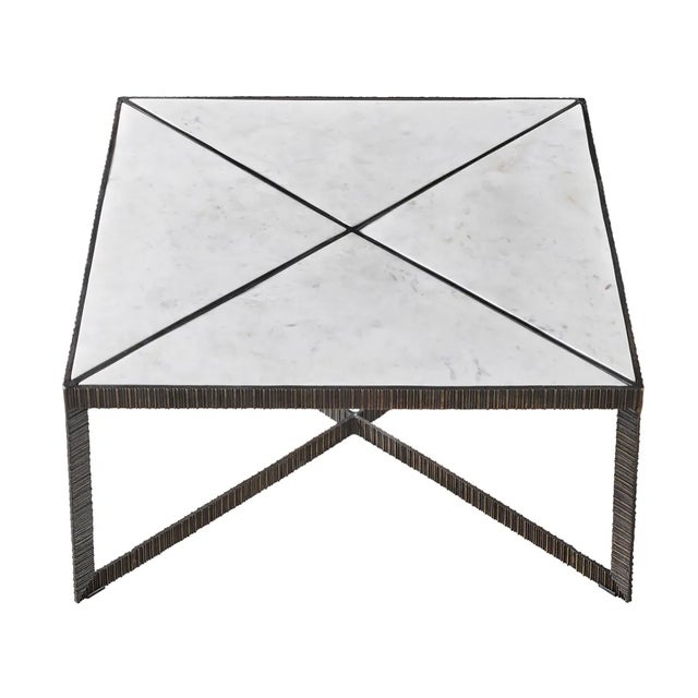 Contemporary Contemporary Abstraction Marble Top Cocktail Table For Sale - Image 3 of 4
