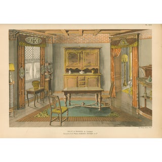 French Art Deco Interior Design Color Plate – Country Dining Room ,1925 For Sale
