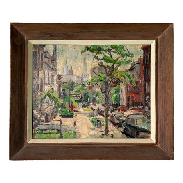 Vintage Paris Street Scene Impressionist Original Oil Painting , Signed/ Sold For Sale