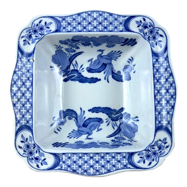 Antique English Blue and White Transferware Serving Dish For Sale