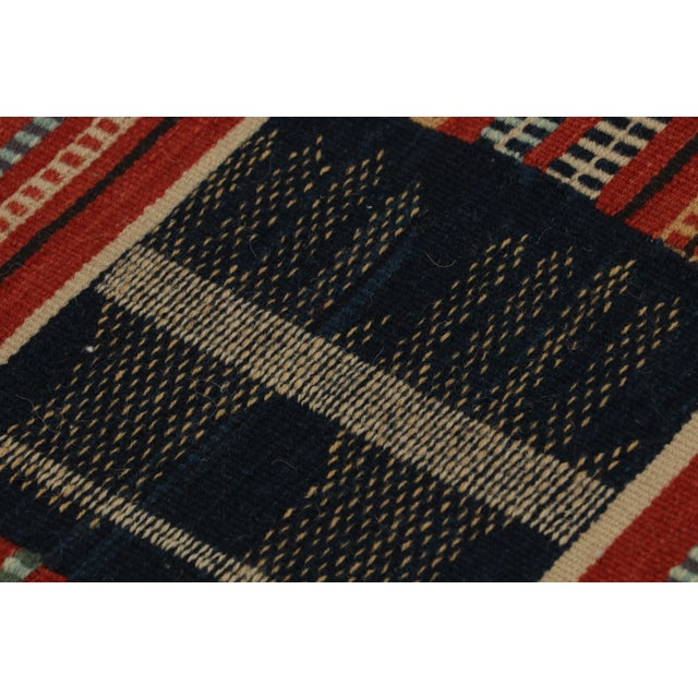 Rug & Kilim’s Modern Geometric Red and Blue Wool Runner For Sale - Image 9 of 10