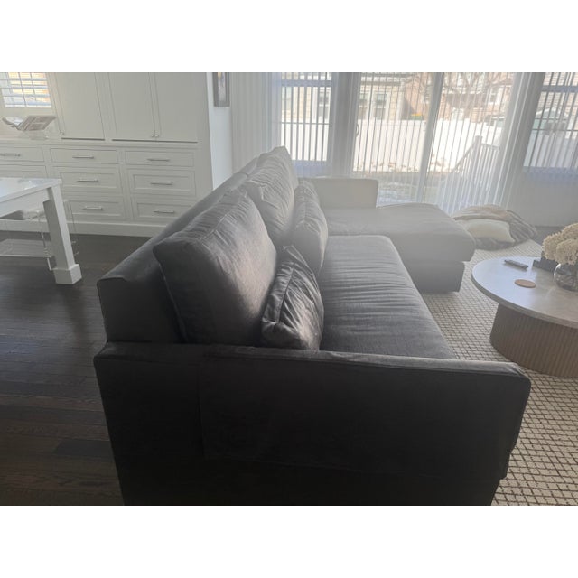 2020s Arhaus Kipton 105” Wide-Arm Two-Over-Two Sofa | Banks Midnight | Professionally Enhanced Cushions For Sale - Image 5 of 6