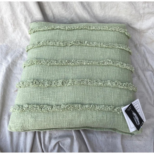 NWT Green Fringe Decor Pillow, feather filled and made in India Beautiful celadon green color that would look great...