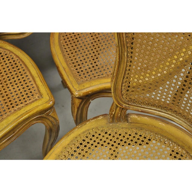 Vintage French Provincial Louis XV Style Cane Dining Side Chairs - Set of 6 For Sale - Image 11 of 18
