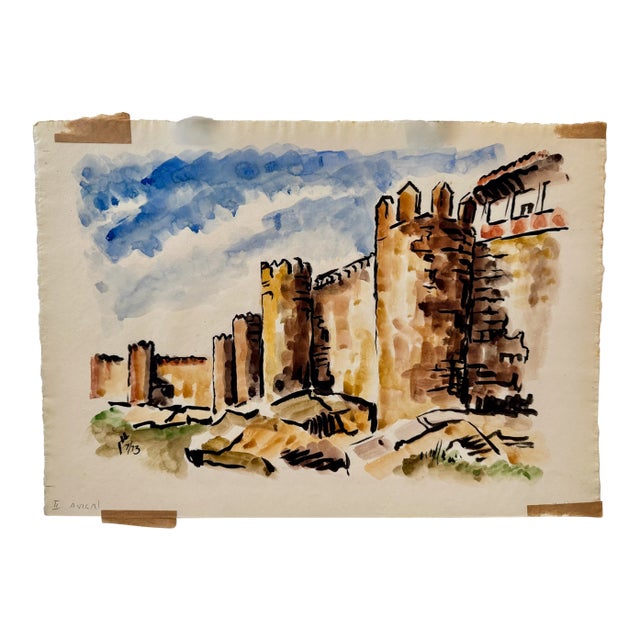 Henry Emil Salloch Original Watercolor on Paper Ávila, Spain. 1973. For Sale