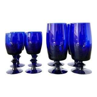 Vintage Cobalt Stemware - Set of 8 For Sale